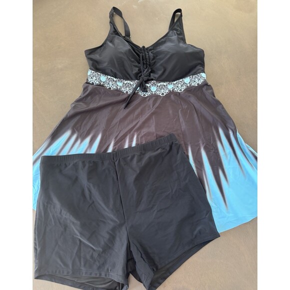 Women's Two-Piece Tankini swimsuit Tummy Control Swim Dress with Boy shorts 22W - Picture 6 of 16